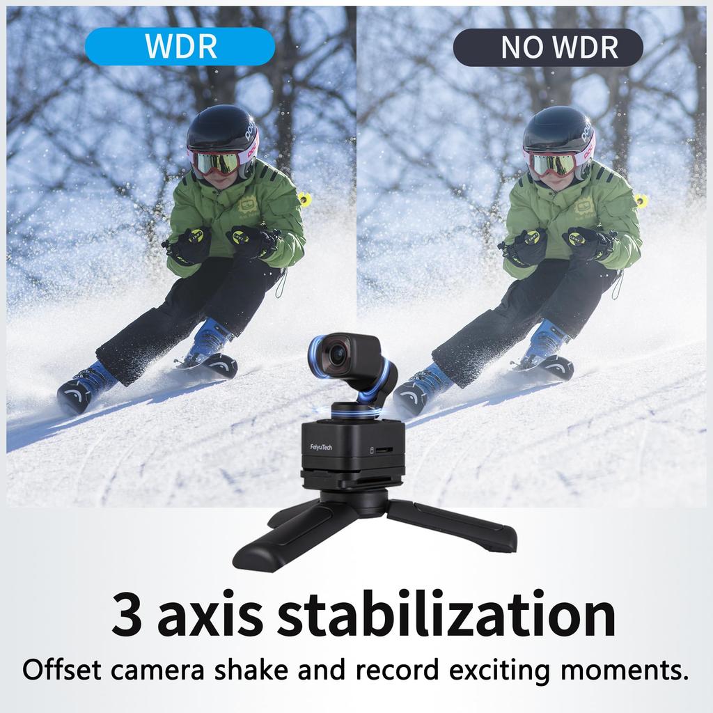FeiyuTech Pocket 3 Combo Video Gimbal VLOG Camera with Detachable Stabilized Action 4K 60 AI for Handlebar [Official] Camera, Camera, Tripod, 3-Axis
