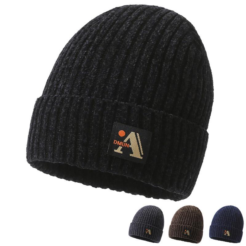 Letter A Printing Beanie Caps Solid Color Knitted Hat Windproof Fashion Gifts