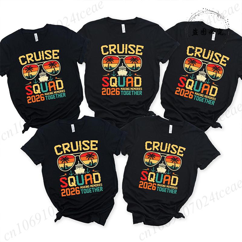 Cruise Squad 2026 Shirt T-Shirts, Retro Family Vacation Tee,making Memories Together T-Shirts,short Sleeve Family Tops Clothing