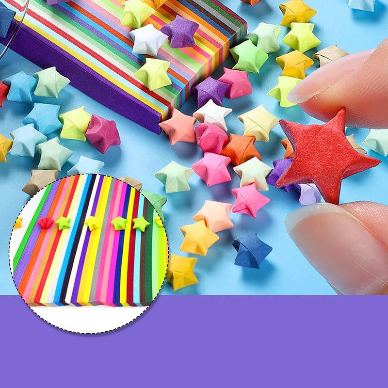 Origami Star Paper Strips 1350Sheet 27Colors Star Paper Strip Coloured Double Sided Lucky Star Origami DIY Hand Arts Home Decor
