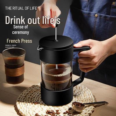 French Press Kaffee- und Teezubereiter aus Borosilikatglas mit Siebgriff-Design