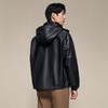 Qipai Men's Lightweight Goatskin Hooded Leather Jacket