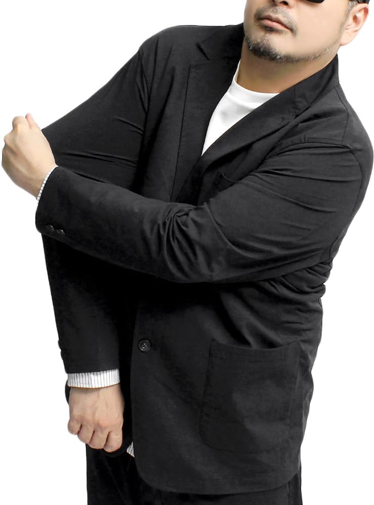 One Colors Men's Tailored Jacket, Plus Size, Dry Stretch, Lightweight, 2B Jacket, Size 4L, Black (49)