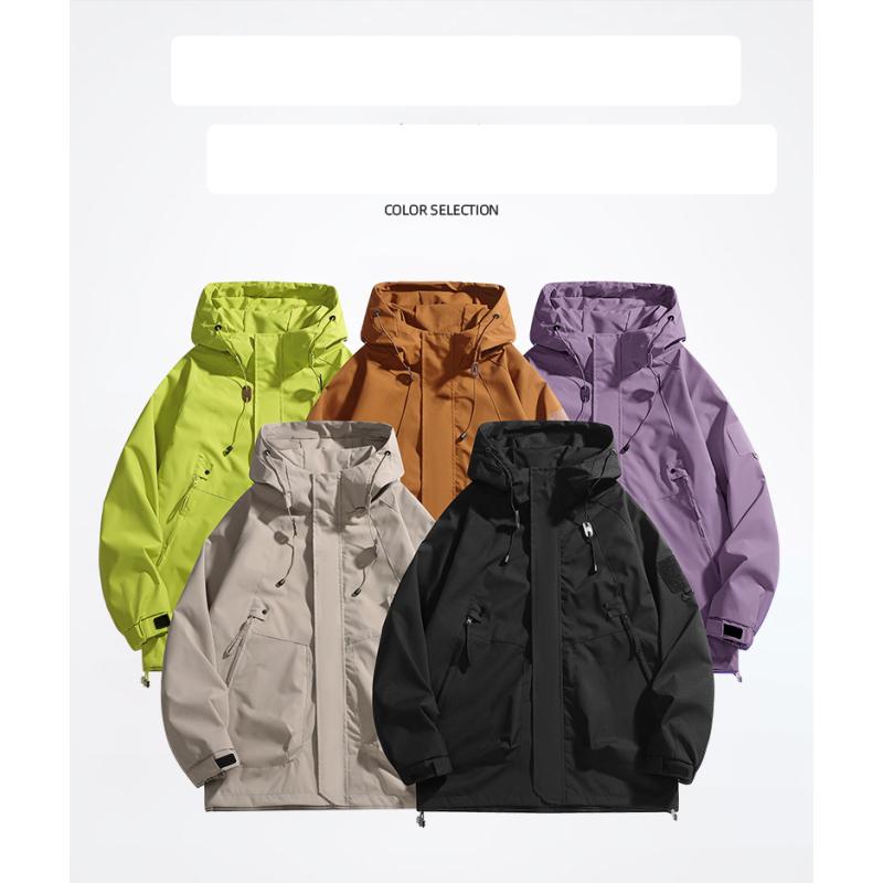 High Street American Style Hooded Jacket Men's Women's Autumn Outdoor Waterproof Jackets Windproof Zipper Functional Hiking Coat