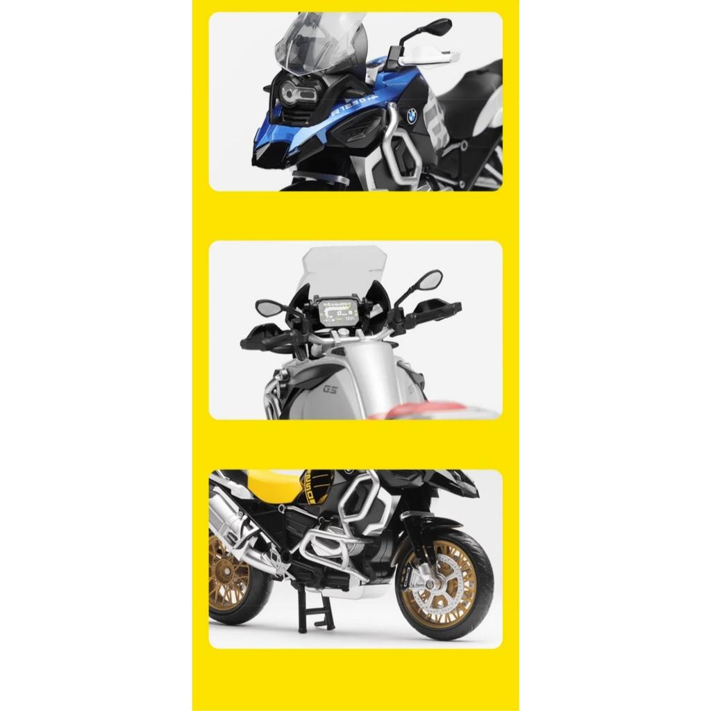 1/12 BMW R1250 GS Toy Motorcycle Diecast Metal Model 1:12 Off-Road Sport Racing Sound & Light Collection Gift for Boy Children