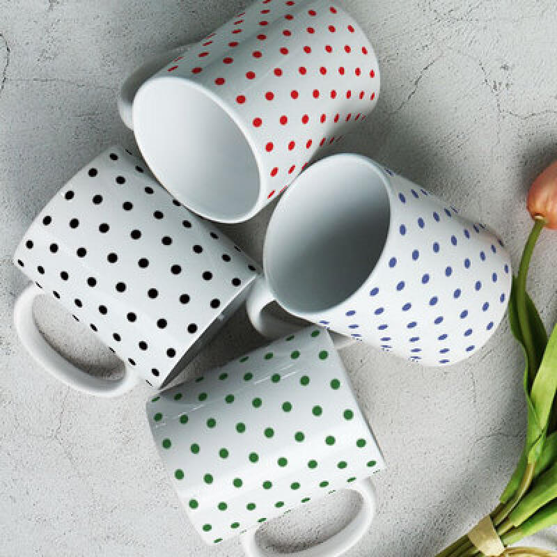 pa327-Design Mug 4p-Single Color Polka Dot Pattern