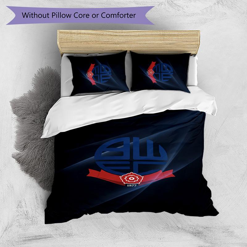 Bolton Wanderers FC Printed 3PCS Bedding Set Breathable Duvet Cover with Pillowcases Decorative Bed Linen for Bedroom Home