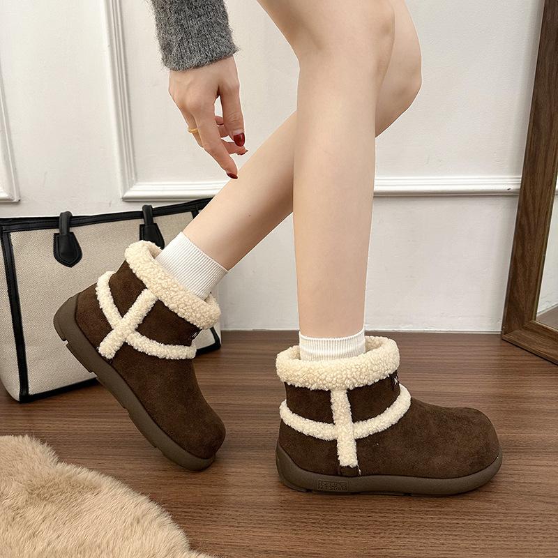Retro Thick-soled Women's Snow Boots Women's Autumn and Winter Fashion Velvet Thickened Short Boots Non-slip and Warm Casual Cotton Shoes