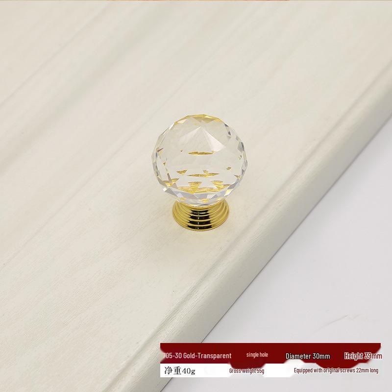 

Crystal Glass Ball Cabinet Knob - 30mm Transparent Drawer Pull Handle for Furniture