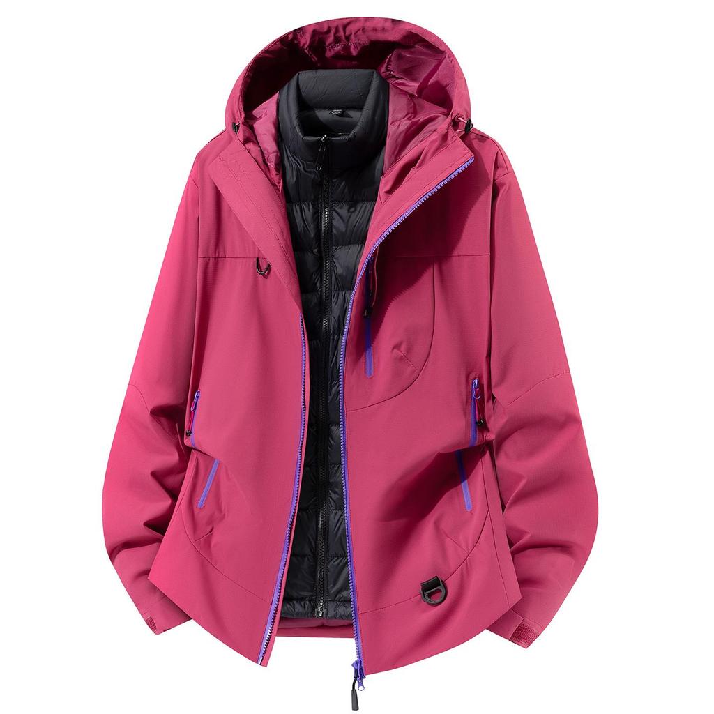 New A/W Unisex 3-in-1 Shell Jacket with Detachable Down Liner - Windproof & Waterproof for Outdoor Adventures