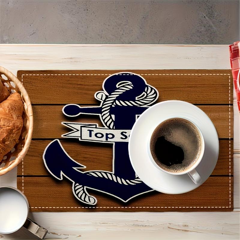 Nautical Style Placemats Wood Grain Anchor Waterproof Restaurant Yacht Club American Retro Gods Home Decoration