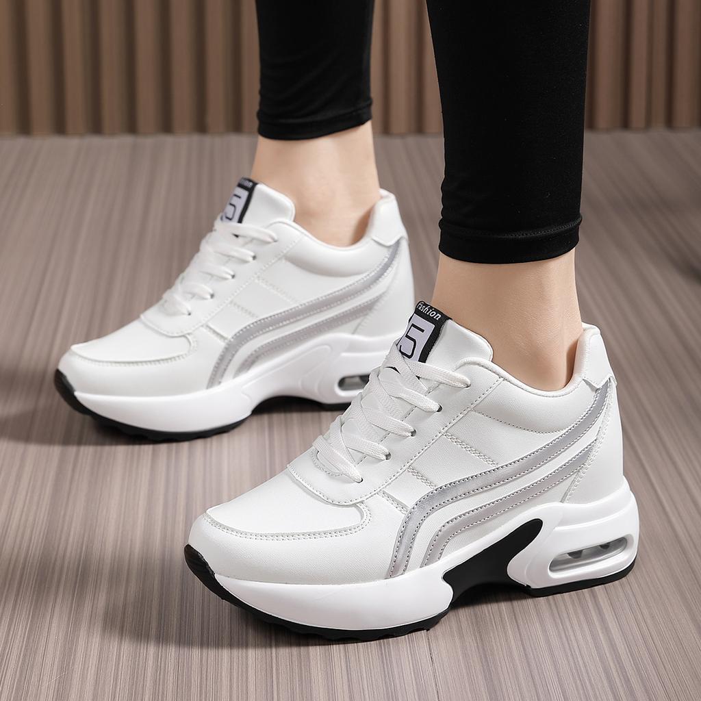 Shoe Factory New Spring and Autumn Soft Sole Leather Surface Inner Height Increase Women's Shoes Platform Casual Sports Shoes Women