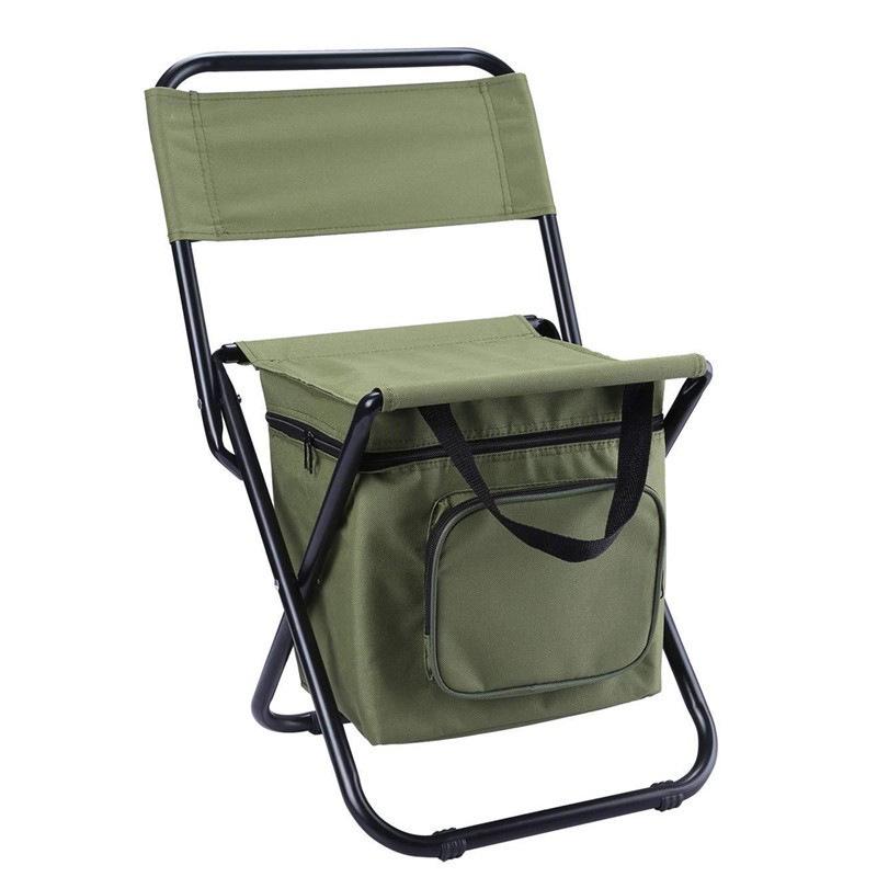 Portable Folding Ice Chest Chair with High Backrest for Comfortable Outdoor Camping, Fishing, and Barbecue