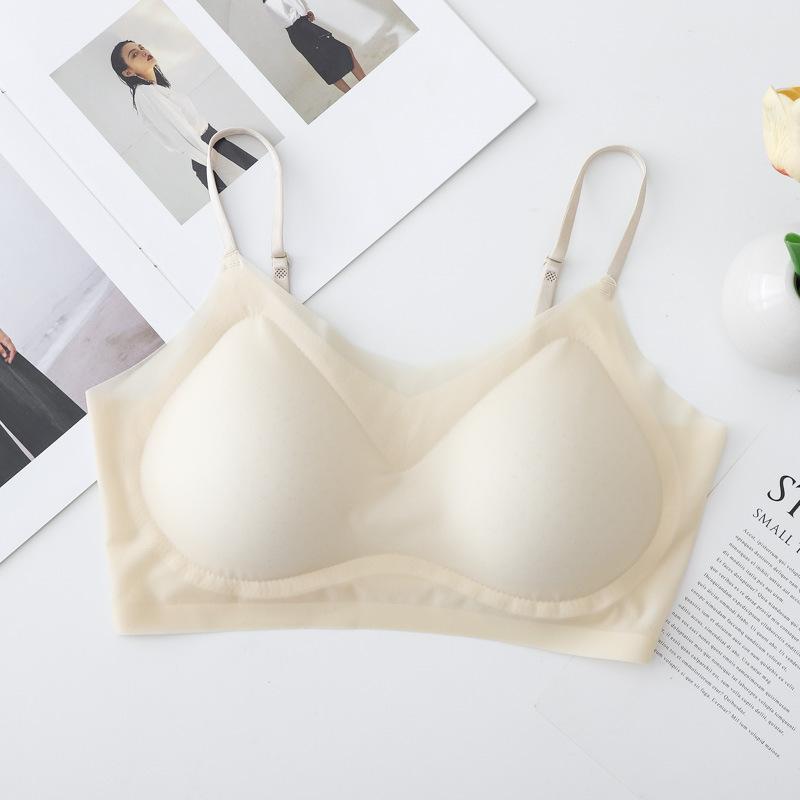

Traceless ultra-thin cool underwear summer integrated fixed cup gathering comfortable breathable suspender beautiful back bra XXL
