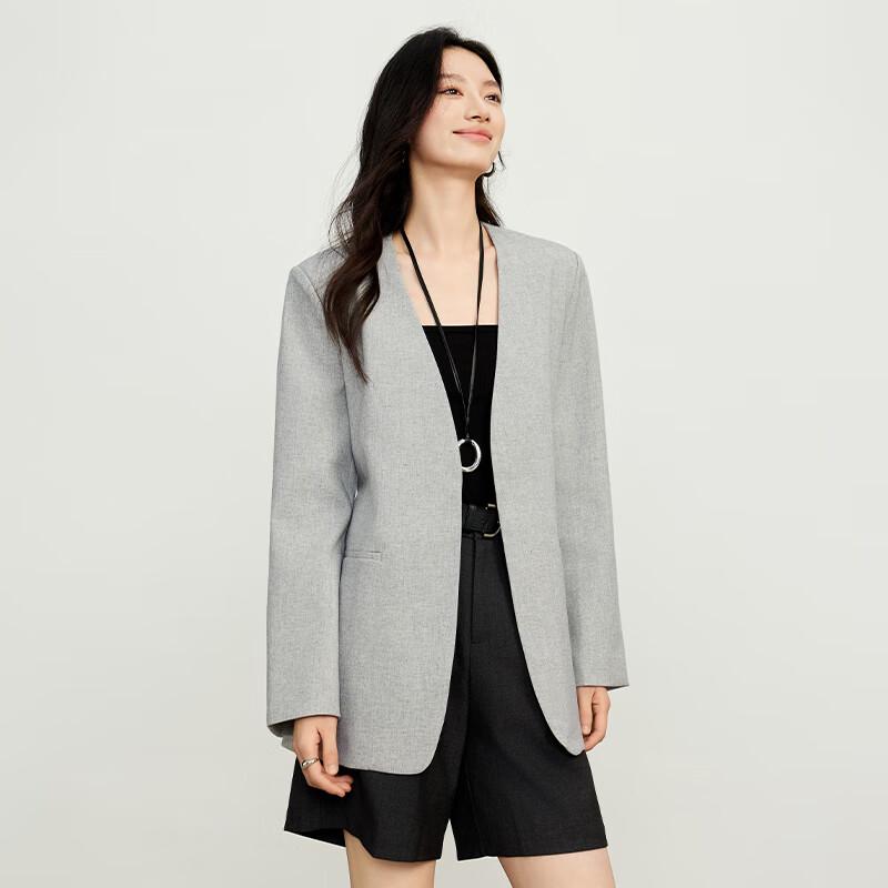 JOY SPEAKER Women's Simple V-Neck Loose Casual Blazer