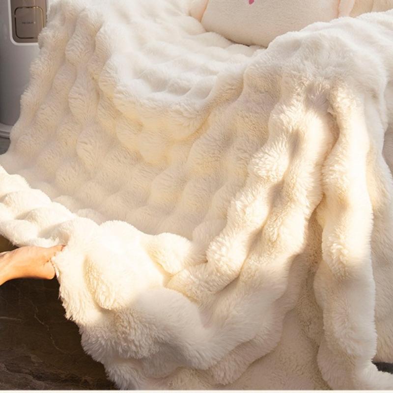 Plush sofa blanket comfortable soft bubble plush bedroom living room non-pilling non-shrinking blanket