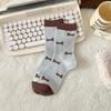 Female Spring and Autumn Spell Color Cartoon Cute Dachshund Dog Polka Dot Striped College Wind Cylinder Pile Socks