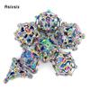 7 Pcs Colorful Skull Head Metal Dice Hollow Metal Polyhedral Dice Set Suitable for Role-Playing RPG  Board Game Card Game