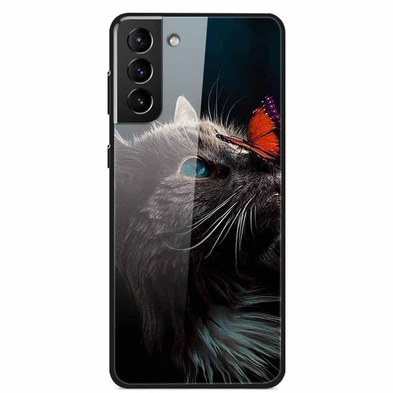 For Samsung S22 5G Cases S22Plus S22Ultra 5G Tempered Glass Hard Back Cover for Samsung Galaxy S22 Plus Case S22Ultra S22+ Cover