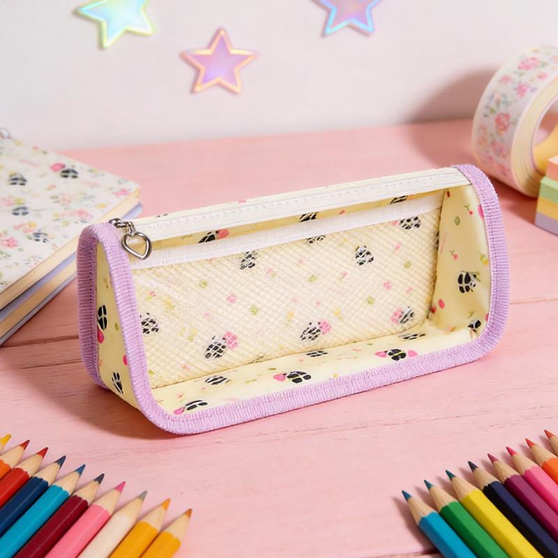 Pvc Transparent Triangle Pencil Case With Large Capacity For Students And Exam Use