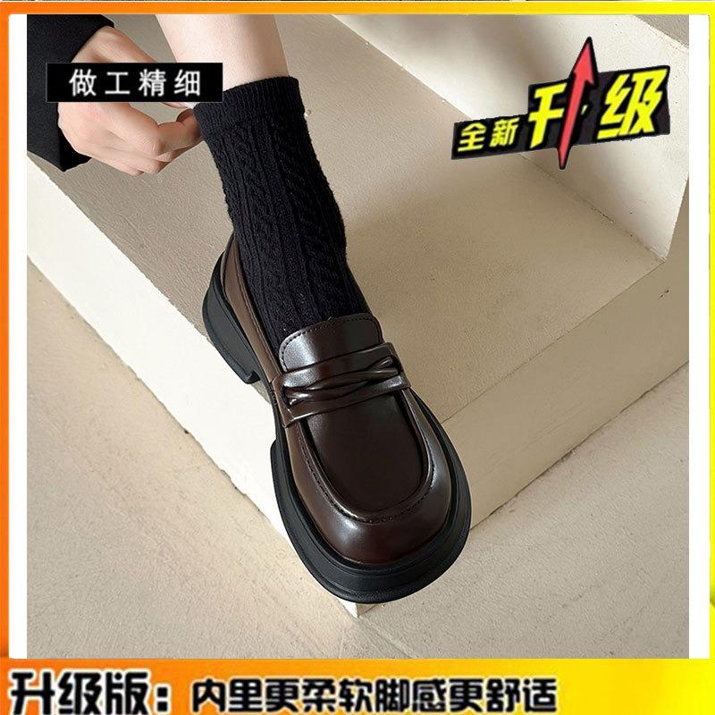

Leather small leather shoes women s shoes spring and summer new models with skirts, thick soles and one pedal single shoes 40