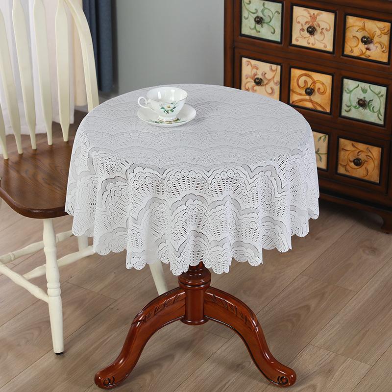 Hollow Out Retro French Circular Cover Cloth White Wedding Decor Lace Table Cloth Rectangle Tablecloth for Birthday Banquet Coffee Table Cover