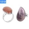 Creative Water Drop Shape Polished Natural Crystal Rings