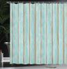 Turquoise Wood Grain Shower Curtain Rustic Blue Brown Texture Design Nature Inspired Bath Decor Waterproof Fabric Home