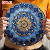 Marke Mandala Metall Wandkunst Rund Blau Gold Floral Blechschild Heimdeko
