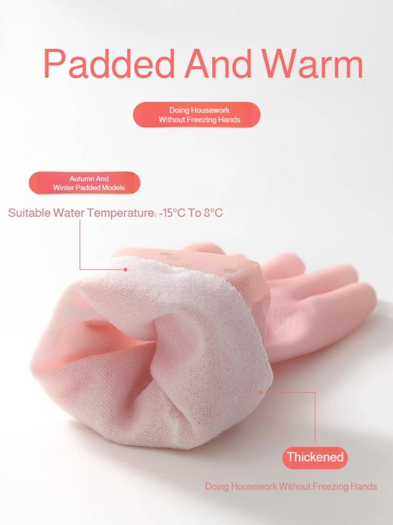 Dishwashing gloves women thickened housework kitchen durable laundry long gloves plus velvet rubber