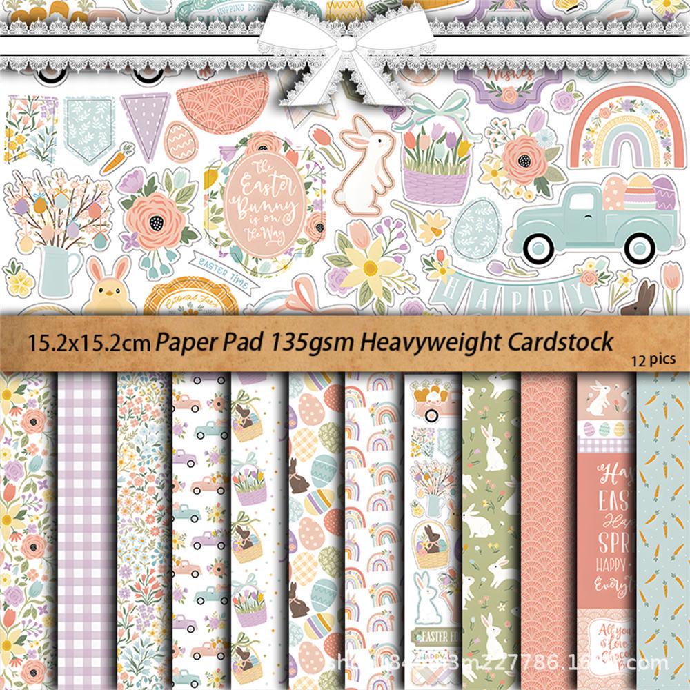 Easter Retro European & American Collage Paper Set - 12 Sheets