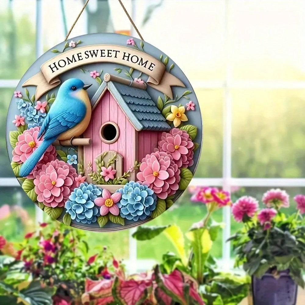 Metal Wall Art Floral Welcome Sign Spring Summer Door Porch Decor