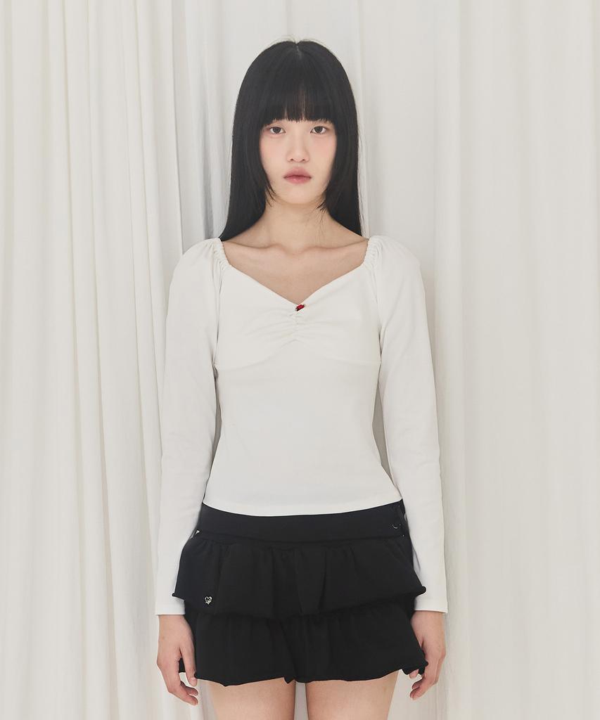 Alkialka Heart-Neck Long Sleeve (White)