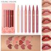 YOUNG VISION Sada matných 6barevných tekutých tužek na rty Sponge Tykev Head Mist Nude Lipstick Pen
