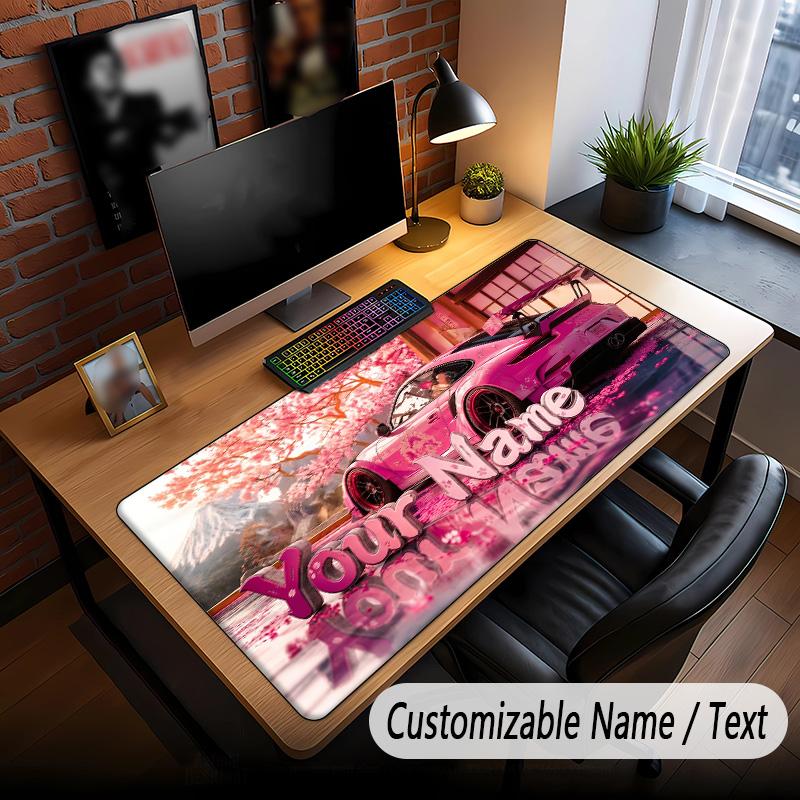 Rose Floral Theme Custom Mouse Pad Personalized With Name Text Customized Desk Mat For Office Home Decor
