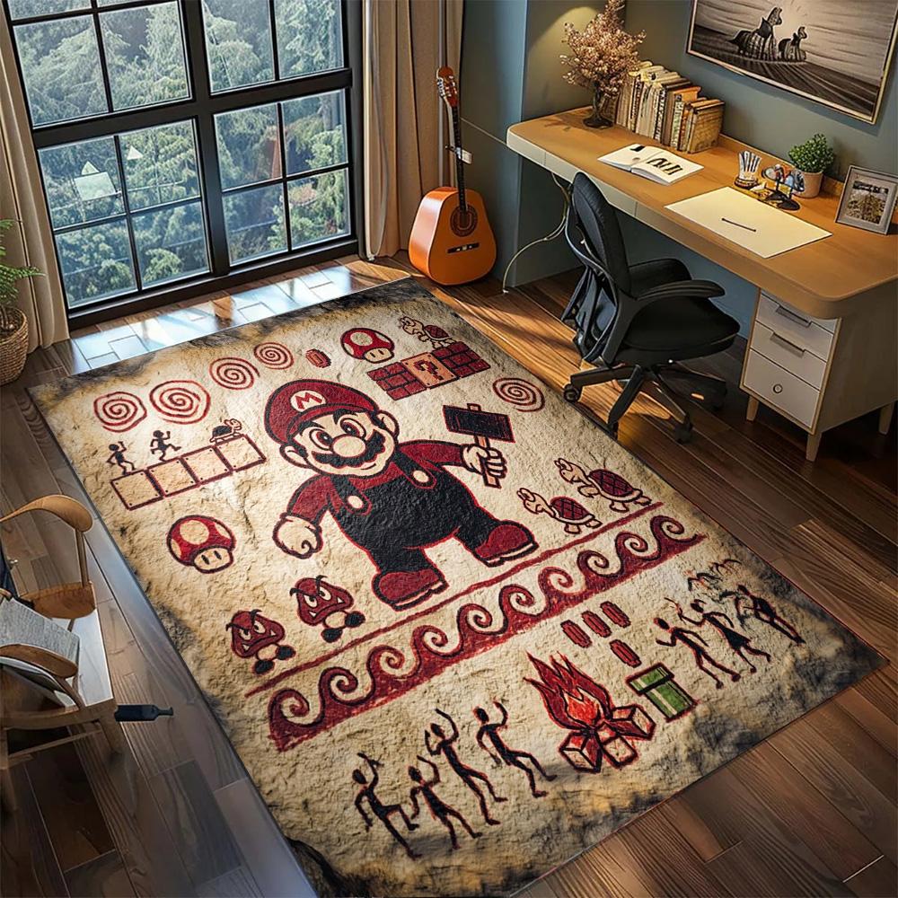 Super Mario Home Room Decor Large Area Non Slip Washable Floor Mat Rug Carpet Gamer Bedroom.-TING