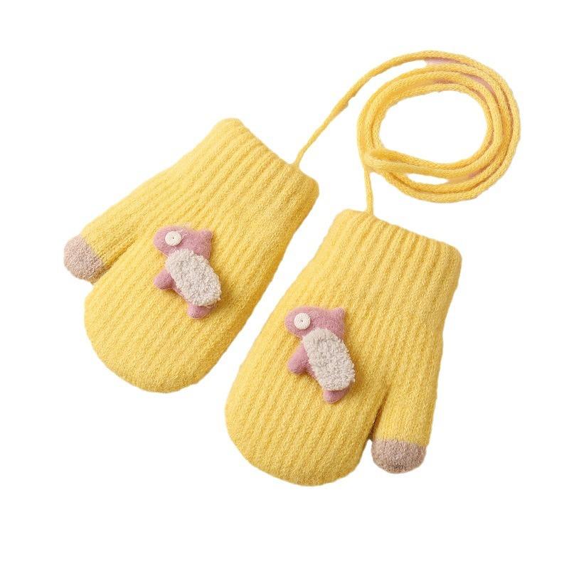 Niedliche Woll-Kinderwarmhandschuhe plus Samt Winter Kälteabweisende Handschuhe Baby Gestrickte Halswärmer