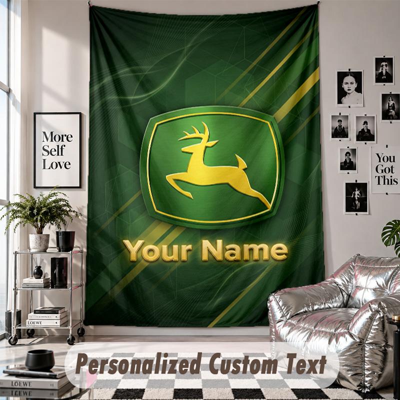 Wandbehang mit individuellem Namen & Text, John Deere Dekorationstuch für das Schlafzimmer
