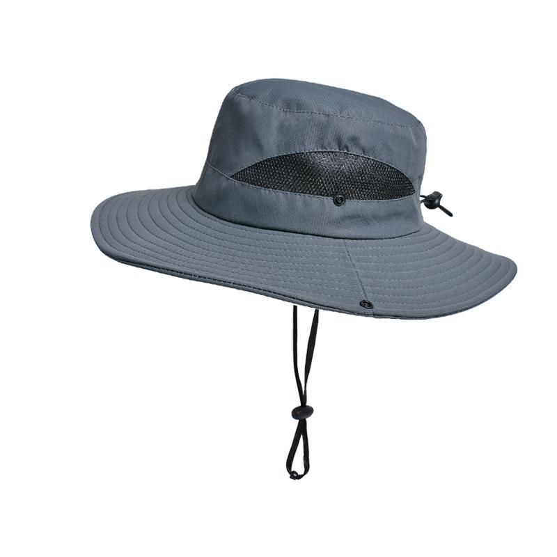 

Spring summer sunshade hat Ladies outdoor fishing Mountaineering fisherman hat Breathable large brim sun hat One Size темно-сірий колір