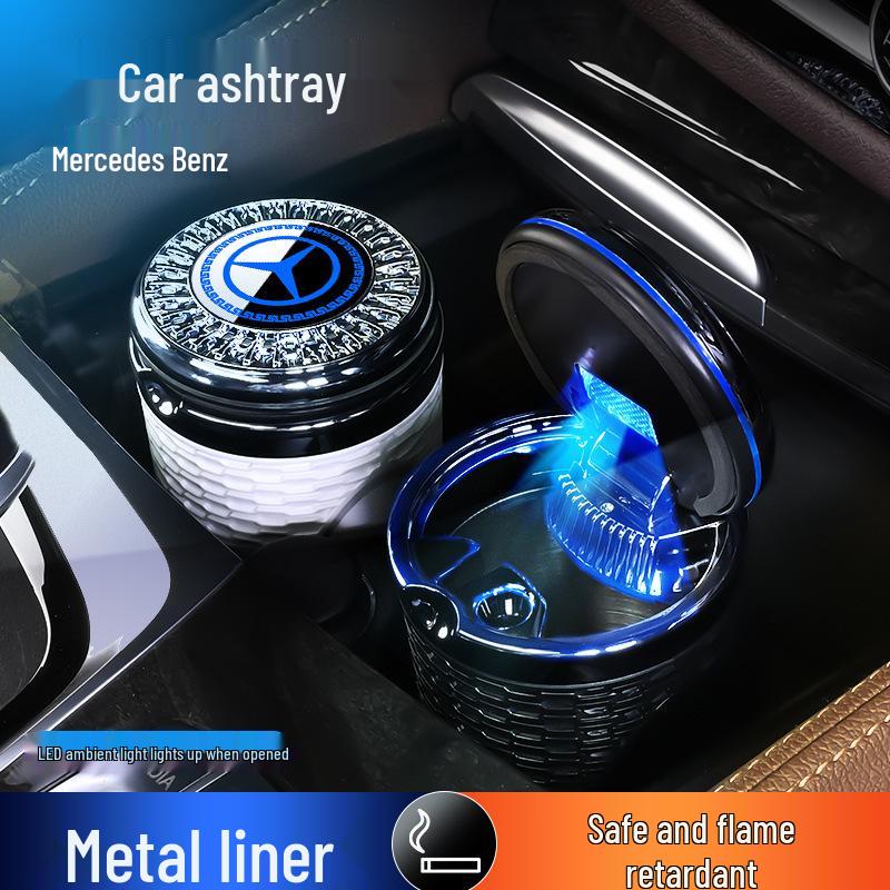 Compatible Mercedes-Benz Ashtray for E300L, C260L, A-Class, GLC300L, GLB220 with LED Metal Liner.
