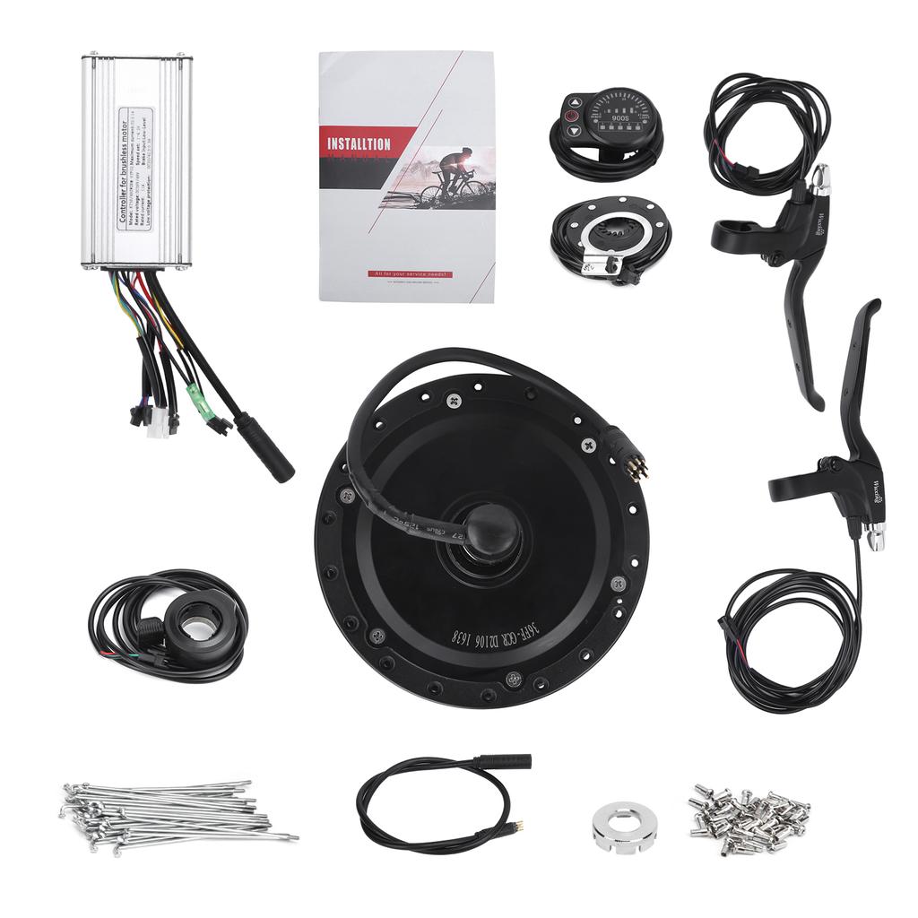 Electric Bicycle Conversion Kit 36V 500W Rear Wheel Hub Motor Set with KT‑900S Display Meter for 12G Wheel