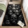 1pc Crystal Velvet Skull Rug - Gothic Horror Print Non-Slip Mat for Kitchen Bathroom Decor