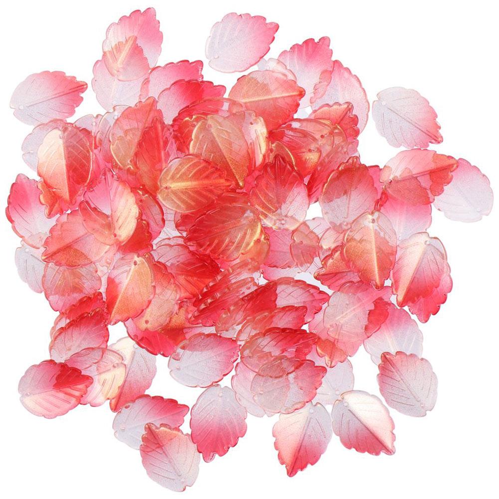 

100pcs Jewelry Making Red Pink Fall Leaf Charms 1inch Glass Gradient Leaves Beads Pendant Transparent Dangle Charm for Necklace золотой