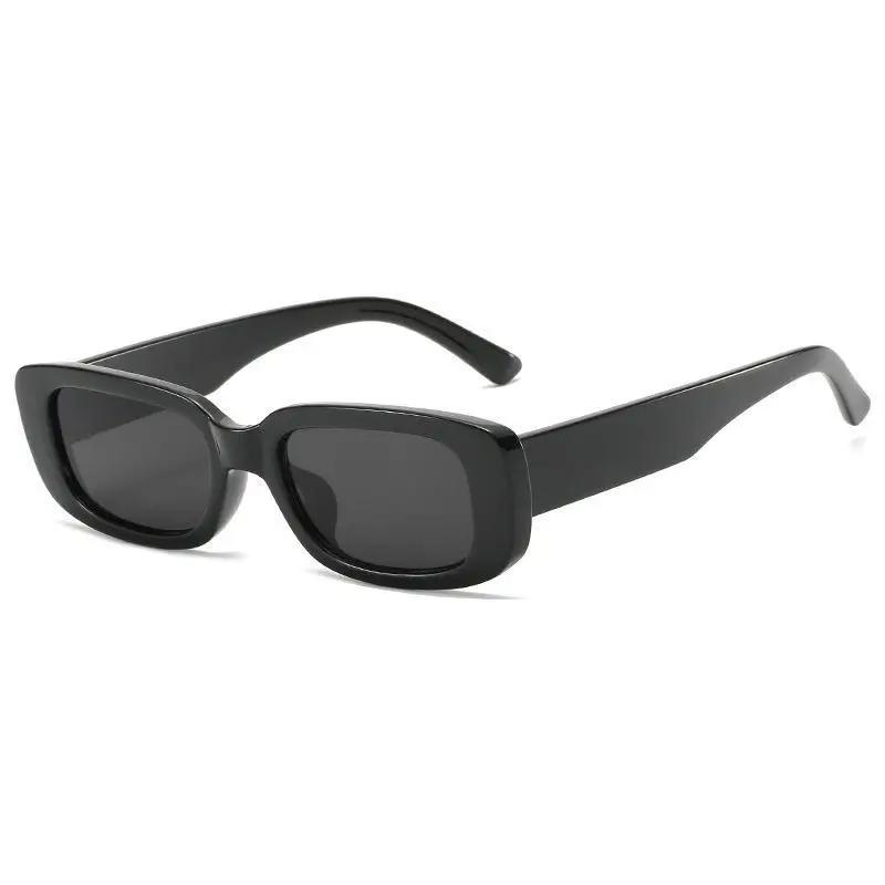 Vintage Black Square Sunglasses for Woman Luxury Brand Small Rectangle Sun Glasses Female Gradient Clear Mirror Oculos De Sol