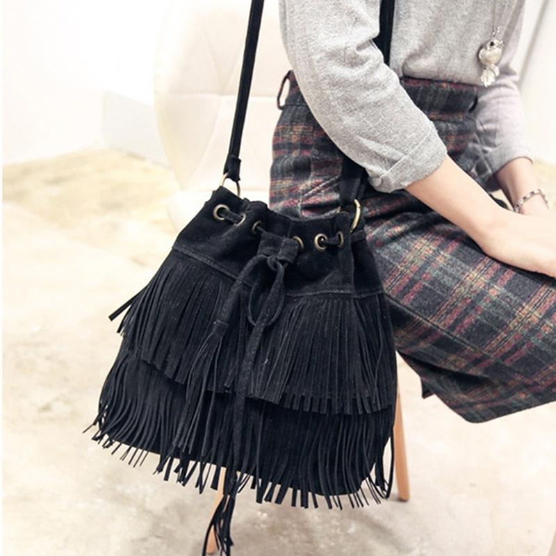 Womens Tassel Crossbody Messenger Shoulder Tote Bag Handbags