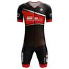 Mens Short Sleeve Triathlon Jersey Set - 100% Polyester Cycling Skinsuit with Sponge Pad Shorts - Lightweight Breathable Swimskin for Triathlon,