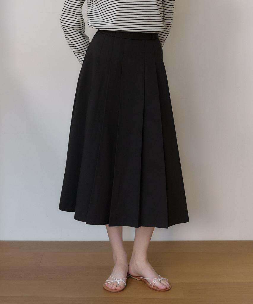 Our Hope Jane Pleated Long Skirt - Black