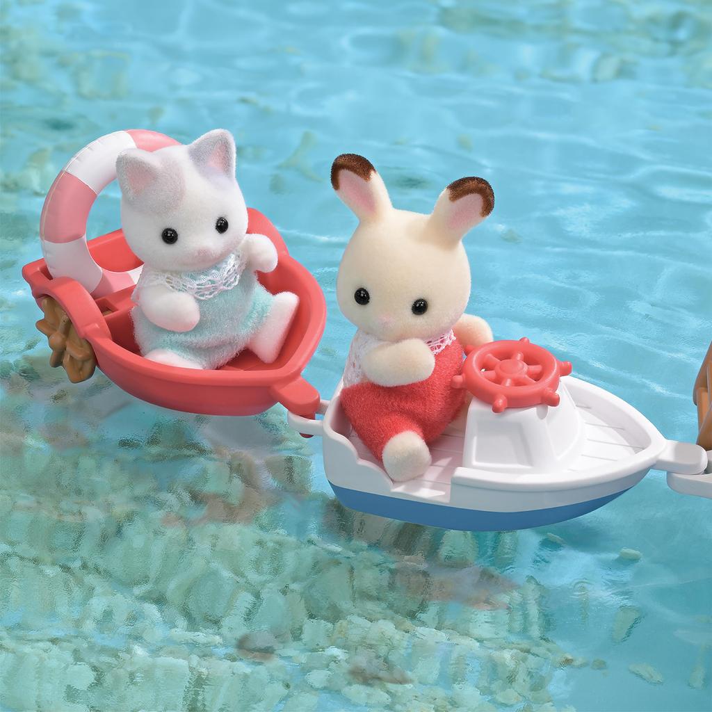 Sylvanian Families Vehicles [Captain Seal's Exciting Boat Set] V-08 ST Mark Certified, Ages 3 and Up, Toy Dollhouse, Sylvanian Families, Epoch