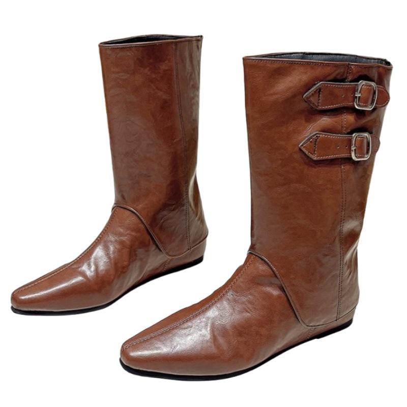 Retro Pointed Head Medium Tube Autumn and Winter New Fashion Explosion Inner Height Increase Multi-element Two Wear Versatile Long Tube Fashion Boot