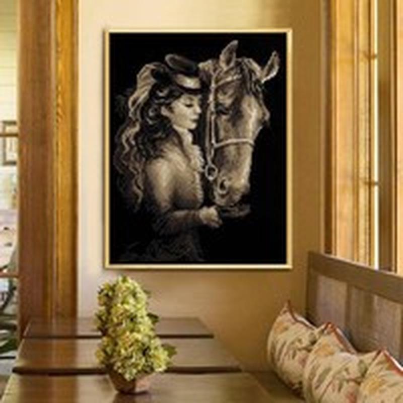 Алмазный рисунок Красота Алмазная вышивка горным хрусталем Круглая вышивка лошади Алмазные картинки 30cm by 40cm